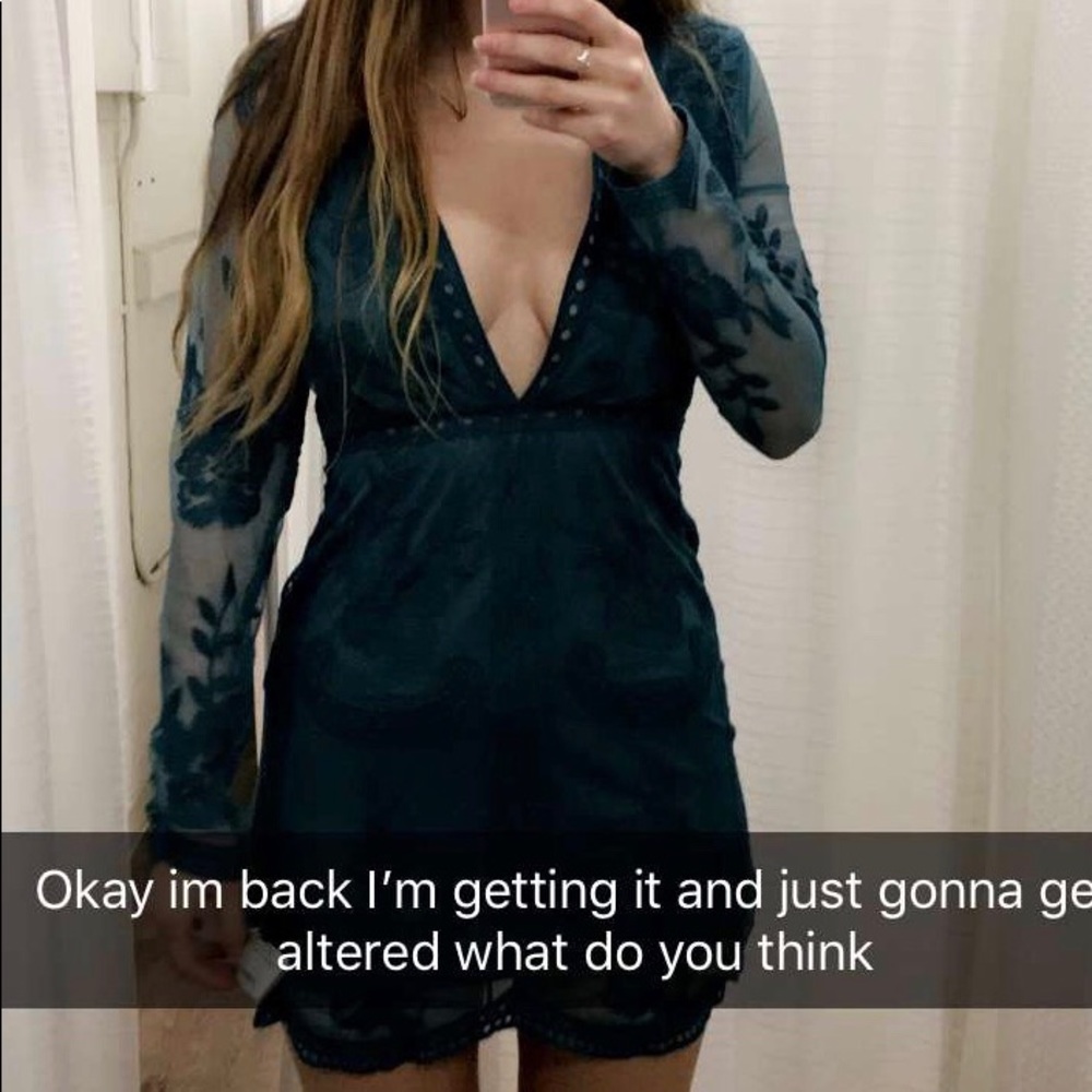 Sheer turquoise semi-formal dress